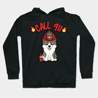 Funny Husky Dog is a firefighter Hoodie